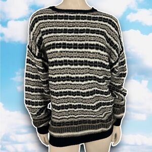 VINTAGE Perry Ellis Oversized Wool Blend Striped Knit Grandpa Sweater Grannycore